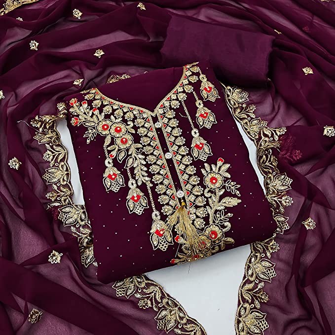 Embroidery & Stone Work Georgette Kameez Set